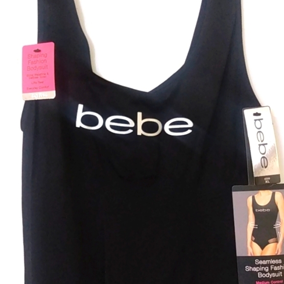 BEBE BLACK SEAMLESS CONTOUR SHAPING MEDIUM CONTROL FASHION BODYSUIT SIZE XL NWT - Picture 4 of 8